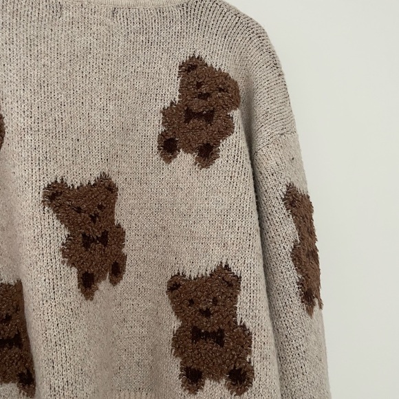 Oak + Meadow Teddy Bear Scoop Neck Long Sleeve Pullover Sweater Size Medium - Picture 4 of 7